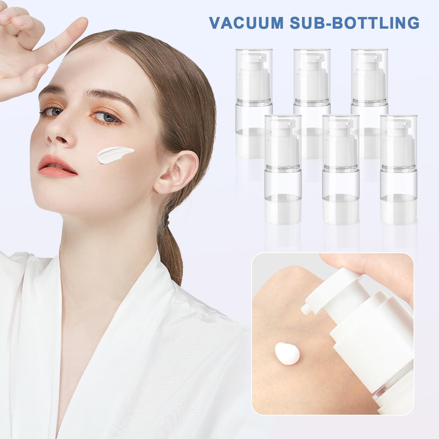 6 distributori di pompaggio airless da 15 ml, dispenser di crema, vuoto, contenitore per cosmetici, vuoto da viaggio, per lozioni, shampoo cosmetici