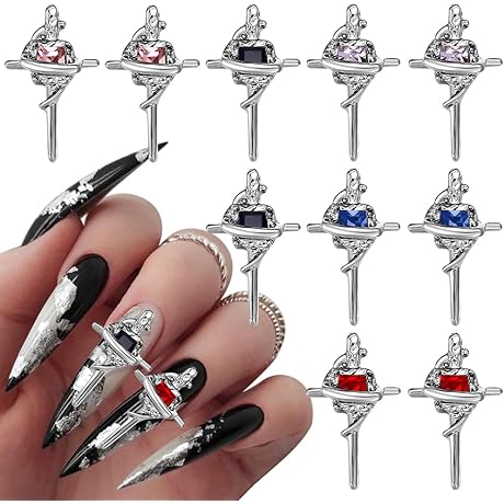 10PCS 3D Scepter Cross Nail Charms