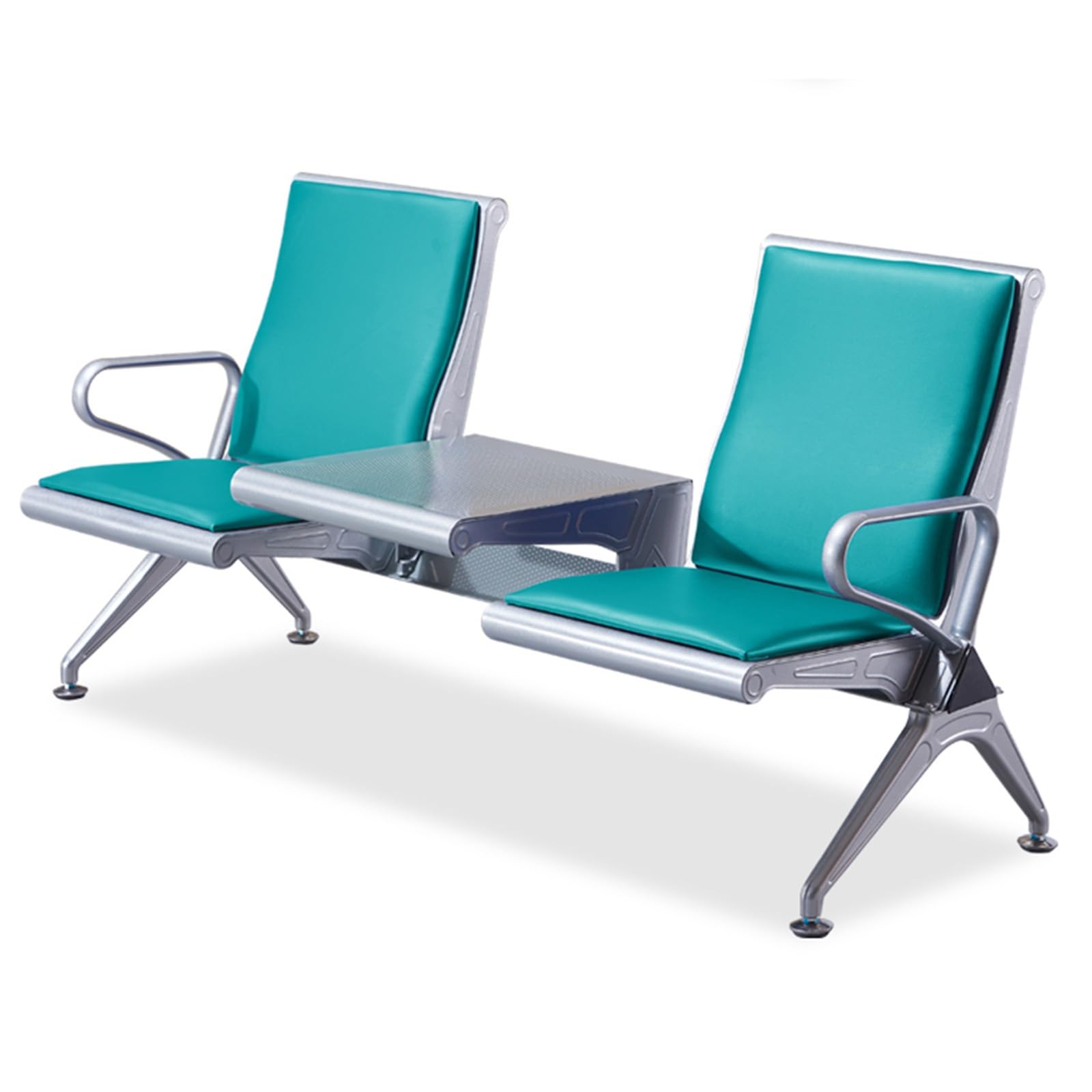 SaryEdge 2-Seat Room Bench with PU Cushion Armrests & Table - Office Reception Seating for Hospitals Schools Salons & Airports,