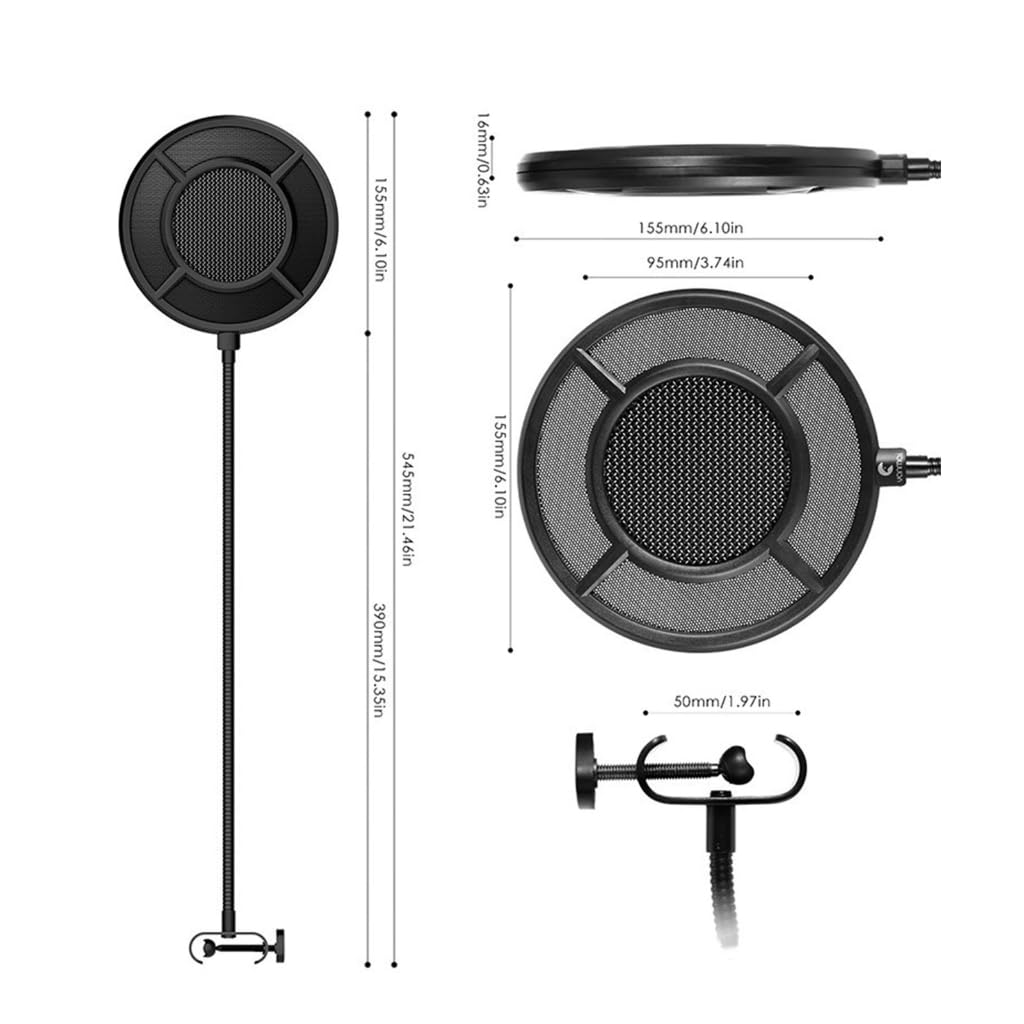 PS-1 Mikrofon Pop Filter Shidle Anti-Spray Net Dwuwarstwowy Mikrofon Filtr Pop