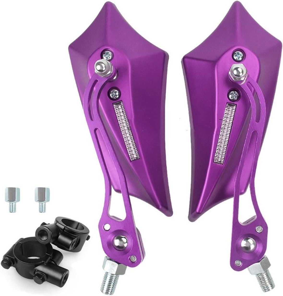 Rearview Mirror Bicycle Rearview Mirrors 10mm Adaptor 7/8" Handlebar 360 Degree Rotatable Side Mirrors Mountain Bike Electric Bicycle Moped Scooter Mirrors Bar End Mirror (Color : Purple)