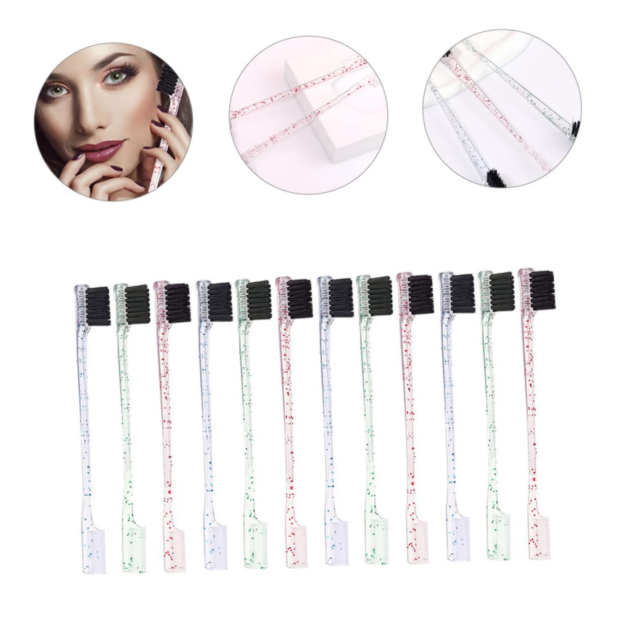FRCOLOR 48pezzi Spazzola Doppia Estremità Per Sopracciglia Di Pennelli Per Trucco Con Pettine e Spazzola Per Definire e Modellare Le Sopracciglia Strumento Di Bellezza Per Makeup
