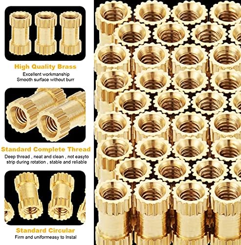 Faankiton 200pcs M2*6 * 3.5mm Female Thread Knurled Nuts, Threaded Insert Embedment Nuts,for 3D Printing Parts Plastic Parts Daily Repair, Brass