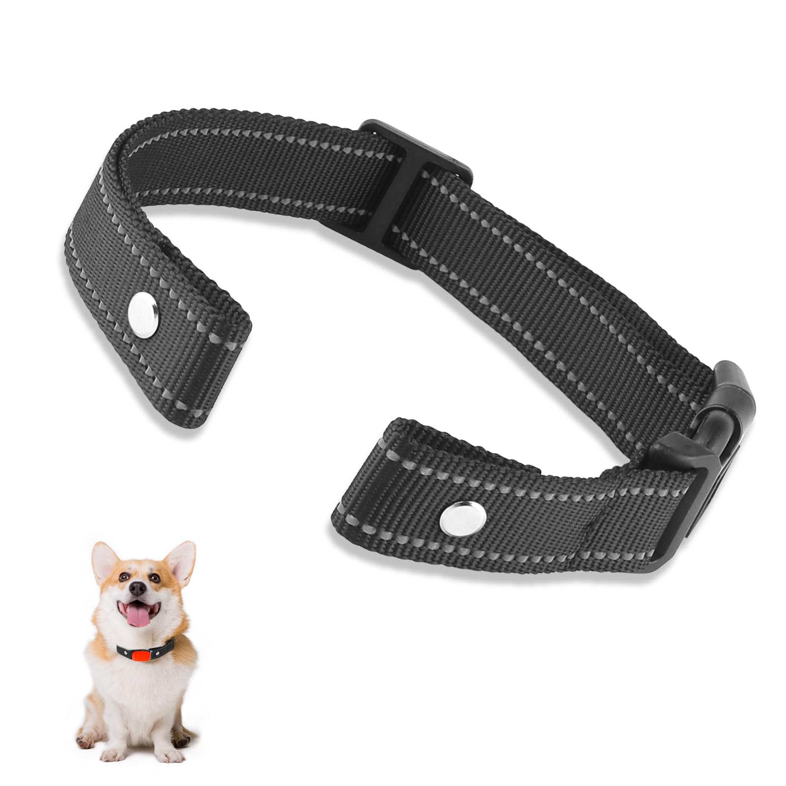 Reflective Dog Collar Replacement Strap, Heavy Duty E Collar for Dog GPS & Bark Receiver Training, Adjustable Nylon Collar for Small Medium Large Dogs (0.98in Wide)