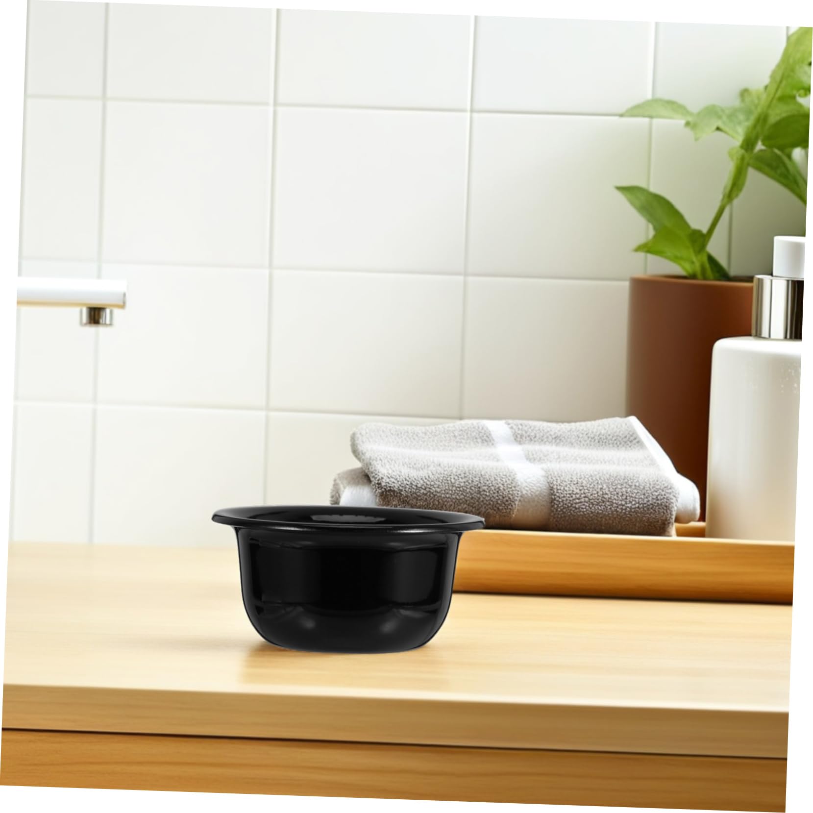 TOBBOMEY Shave Soap Cup Men Plastic Shaving Bowl Ergonomic Design for Travel Daily Use