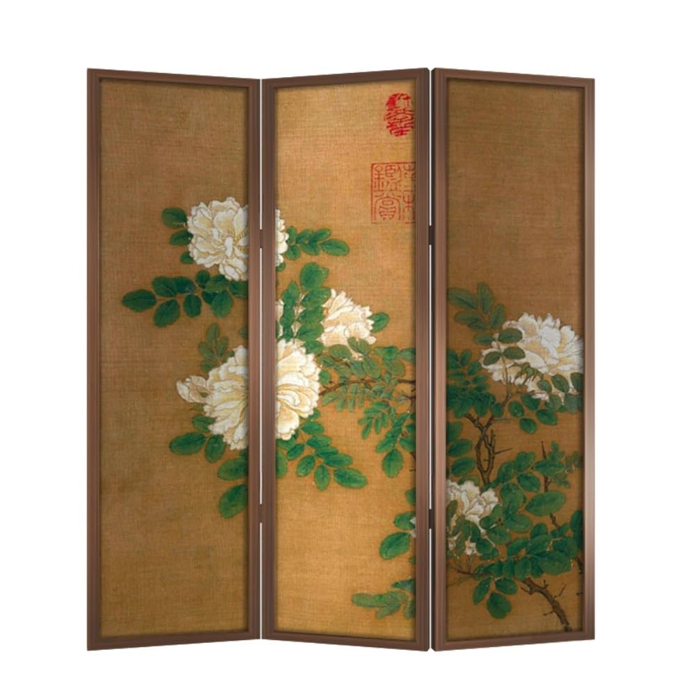Privacy Screen Retro Chinese Folding Screen Partition Living Room Entrance Tea Decoration Rose Background Wall Room Divider