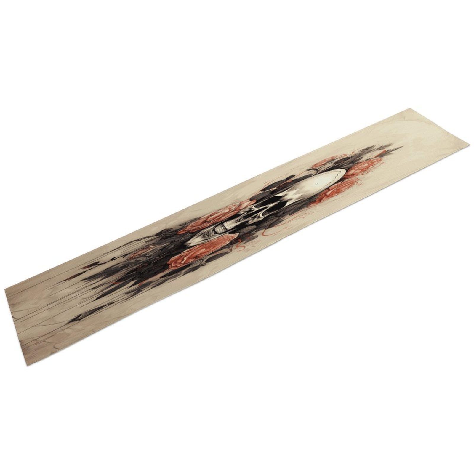Ancient Skull and Flowers Table Runner Long Linen Table Runners Farmhouse Rustic Table Runner Seasonal Kitchen Dining Table Decoration for Home Party Decor 13 X 72 Inch