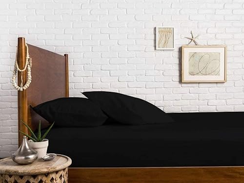 British-Linen Juego de sábanas bajeras de 3 piezas con bolsillo profundo, suave y cómodo, ropa de cama de 100% algodón egipcio, sábanas de 15