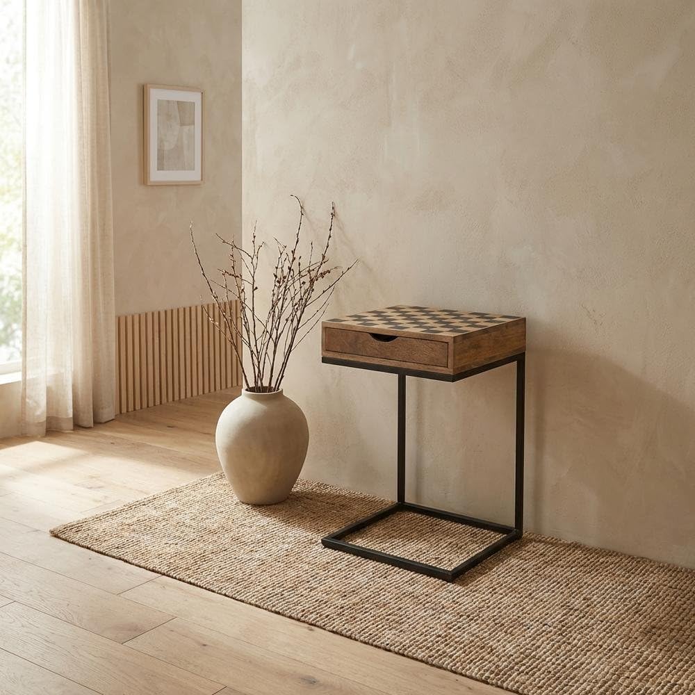 How to Choose a Side Table: A Buyer Guide (2026) 2 StarlightCanyonHome Starlight Canyon Home Checkerboard Chess Side Table with Sto - product photo