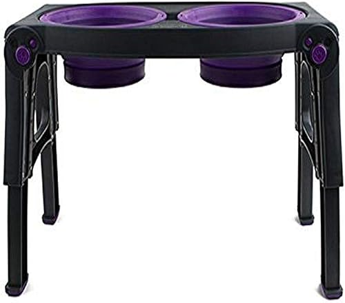 Dexas Popware - Comedero doble para mascotas, altura ajustable, color grismorado