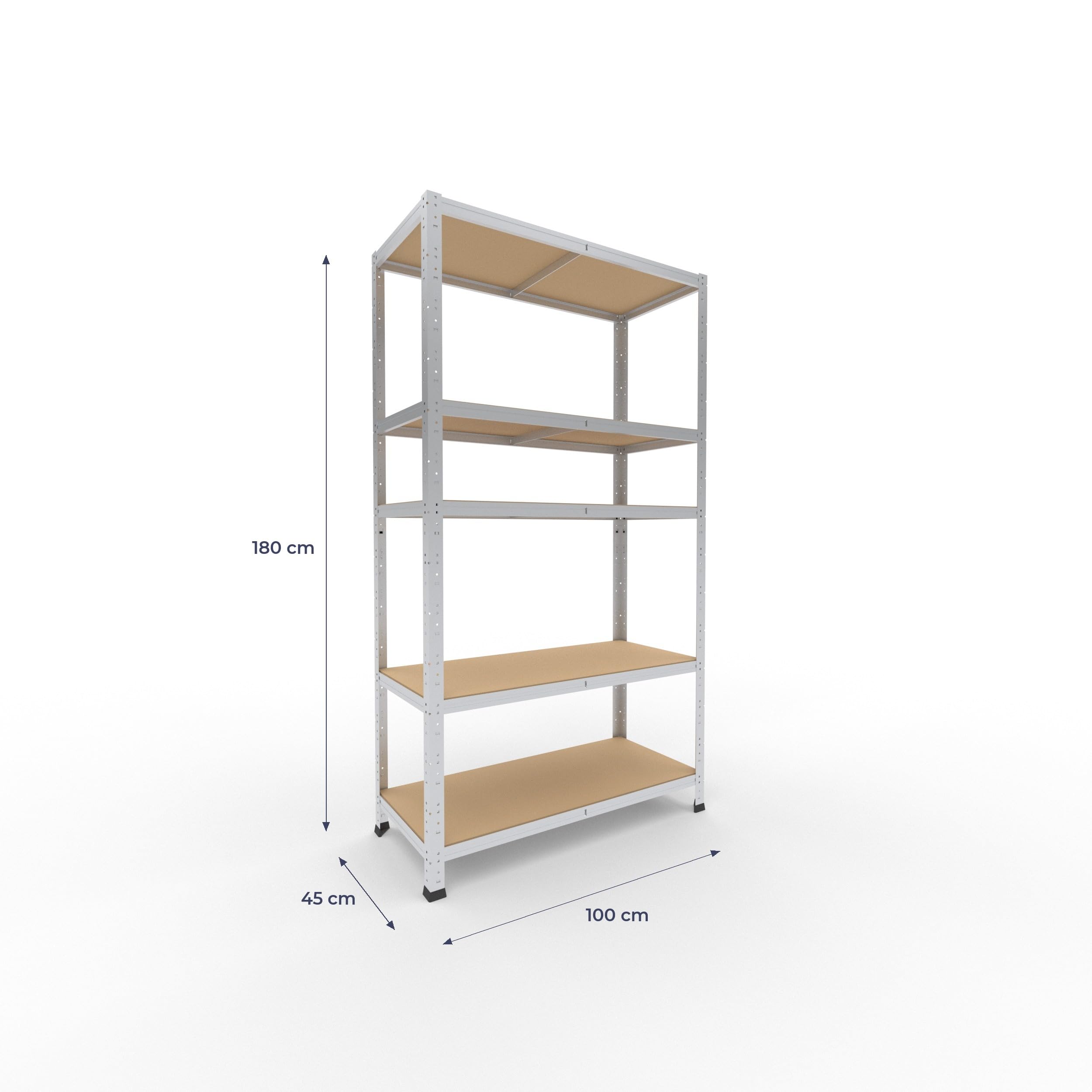 shelfplaza Home 180x100x45 cm Estantería Pesada en galvanizada con 5 baldas y 175 kg de Capacidad de Carga por balda