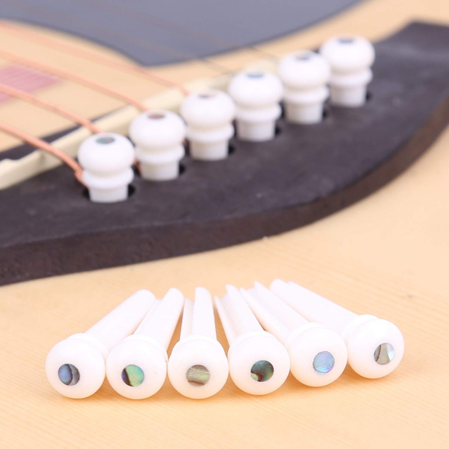 RuiJOTWAT 6Pcs Six String Acoustic Guitar Bone Bridge Pins With Abalone Dot - Image 4