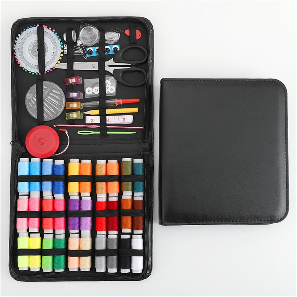 JFDBGU Juego de costura for el hogar, juego de costura, juego de costura, aguja de coser a mano, juego de costura de viaje, 128 juegos de caja de costura