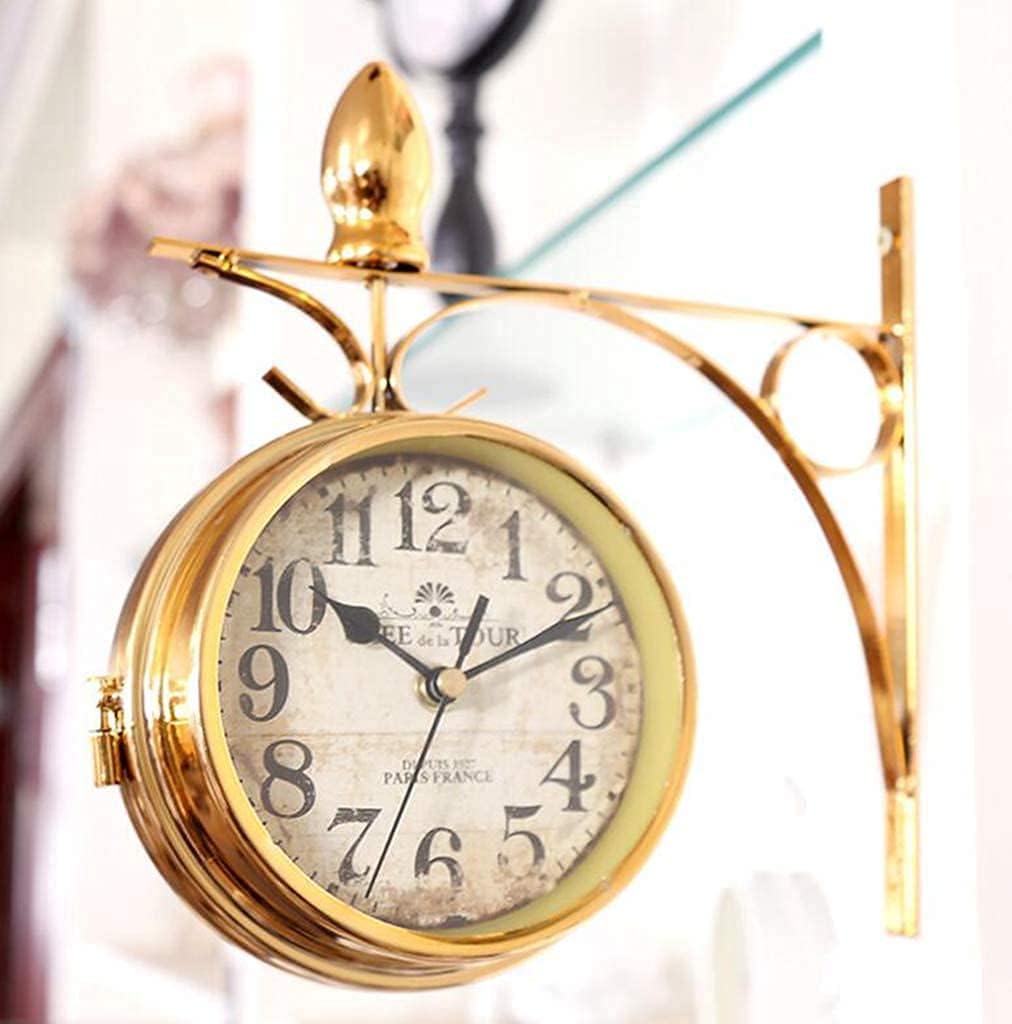 Double Sided Wall Clock,Retro Wall Clock Outdoor Garden Wall Clock Outdoor Indoor Garden Wall Clock for Garden/Patio/Yard