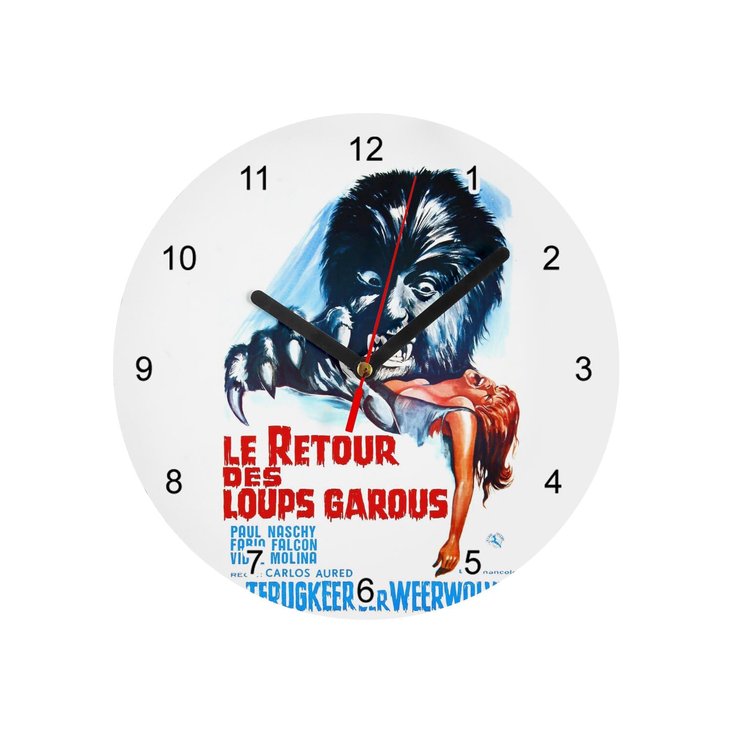 Horloge Murale en Verre Film Retour des Loups-Garous Vintage Diamètre 20 cm