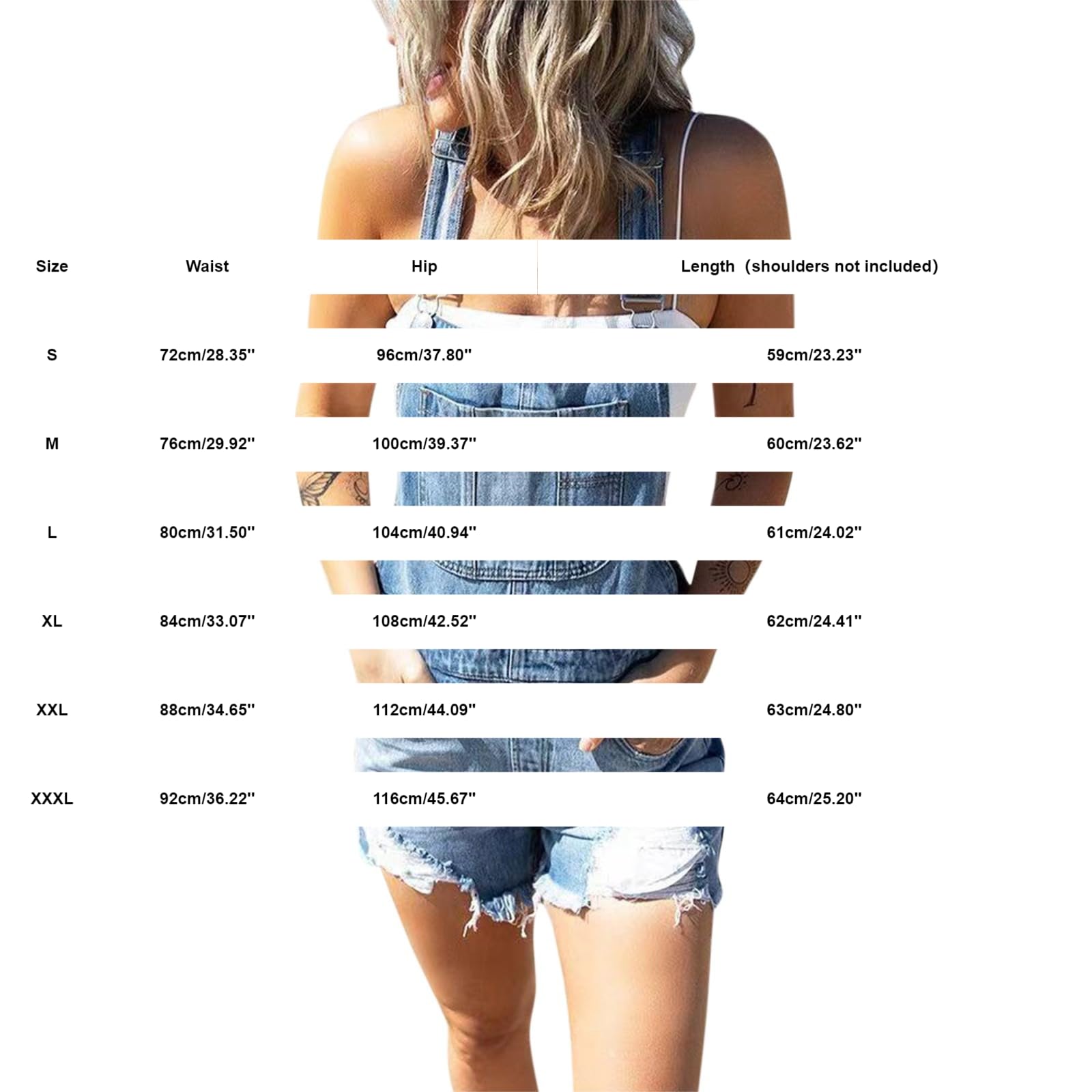 Combinaison courte en jean pour femme - Style vintage - Sans manches - Avec poche, bleu, XXL (xx_l)