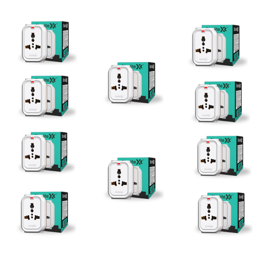 Sturlite Alyx 3 Pin Plug| Universal AC Travel Adapter| ABS Strong Body Socket (Pack of 10)-image-19