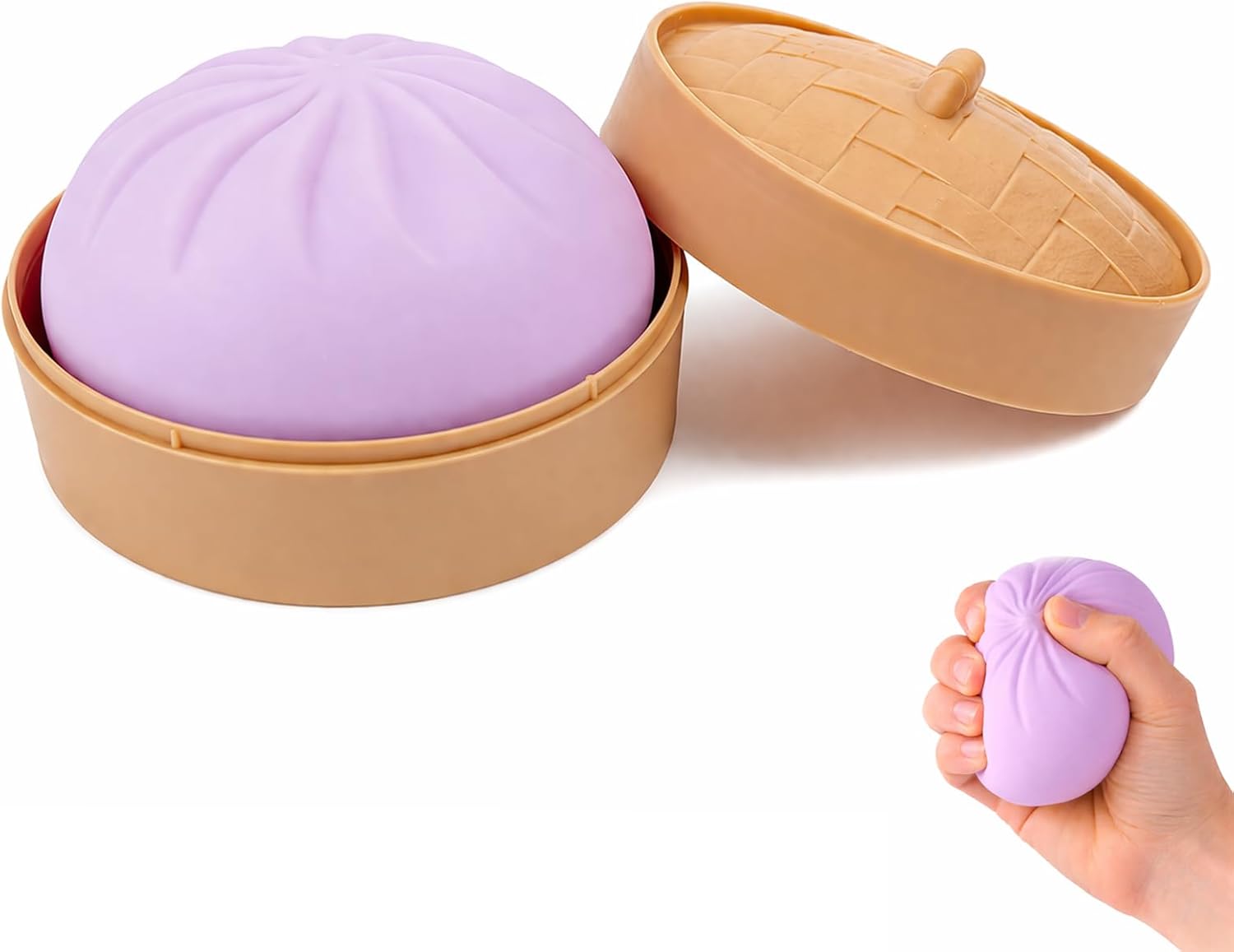 Dumpling Squishy Toys, Giant Mystery Squishy Dumpling Toy Fidget Sensory Stress Ball, Cute Steamer Bun Design, Glitter Dumpling Toys Stress & Anxiety Relief Toy for Kids & Adults Non-Edible (Green)