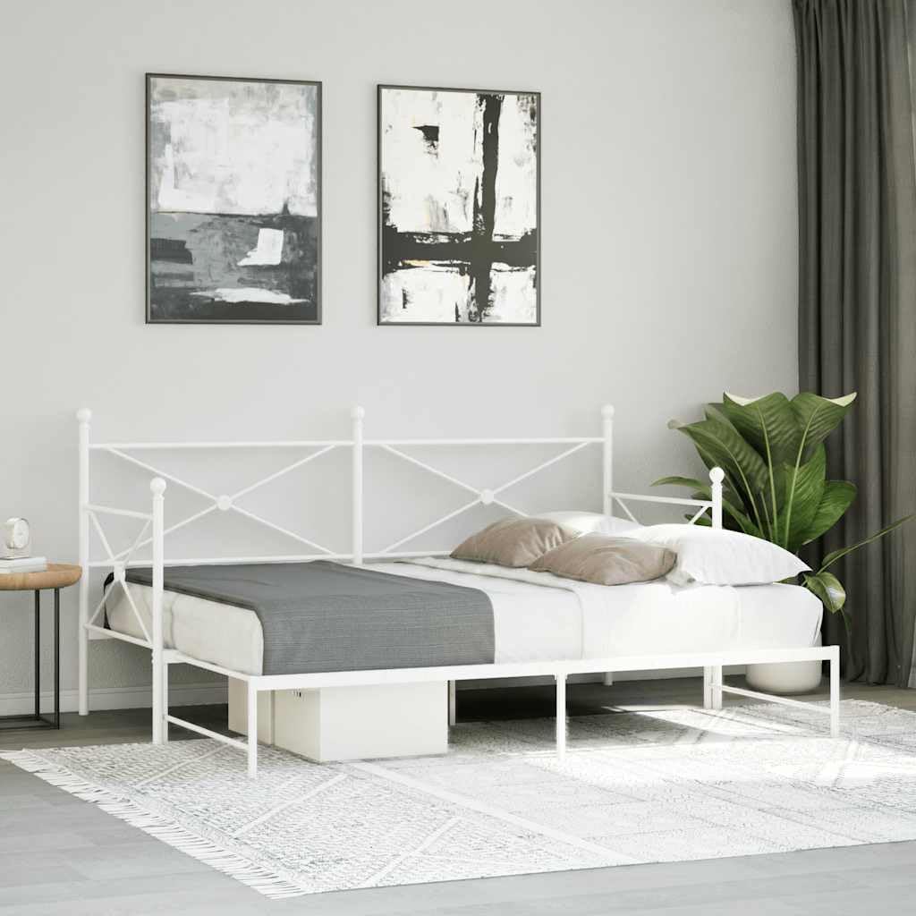 vidaXL Divano Letto Estraibile Senza Materasso Bianco 80x200cm Acciaio, Divano Letto con cassetti, Divano Letto, Divano Letto da Soggiorno
