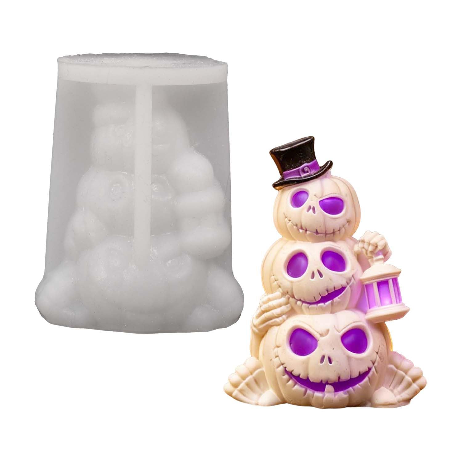 Halloween Silicone Moulds Skull Pumpkin, Scented Candle Moulds Halloween Decorations, Easy Release DIY Resin Molds for Epoxy Resin, Plaster, Wax, Soap, Aromatherapy, Autumn Decor