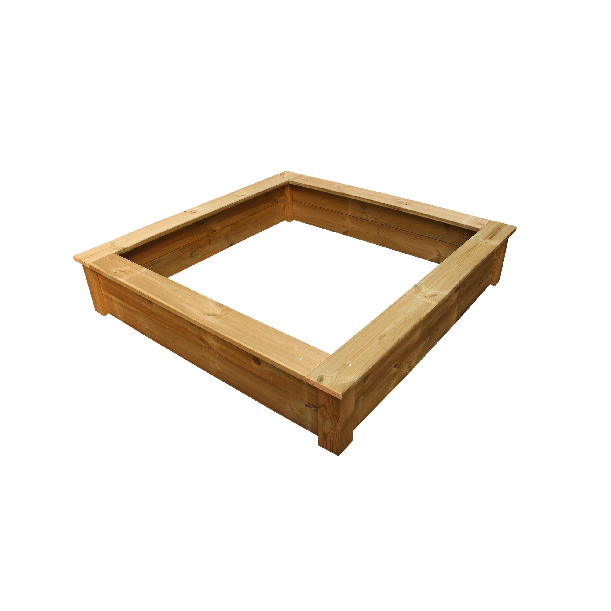 Clamaro 'Beach' Holz Sandkasten 190 x 190 cm extra stabil aus Fichte Massivholz Bohlen (28mm stark, imprägniert), Sitzumrandung mit abgerundeten Kanten, verzinkte Schrauben - 100% Made in Germany