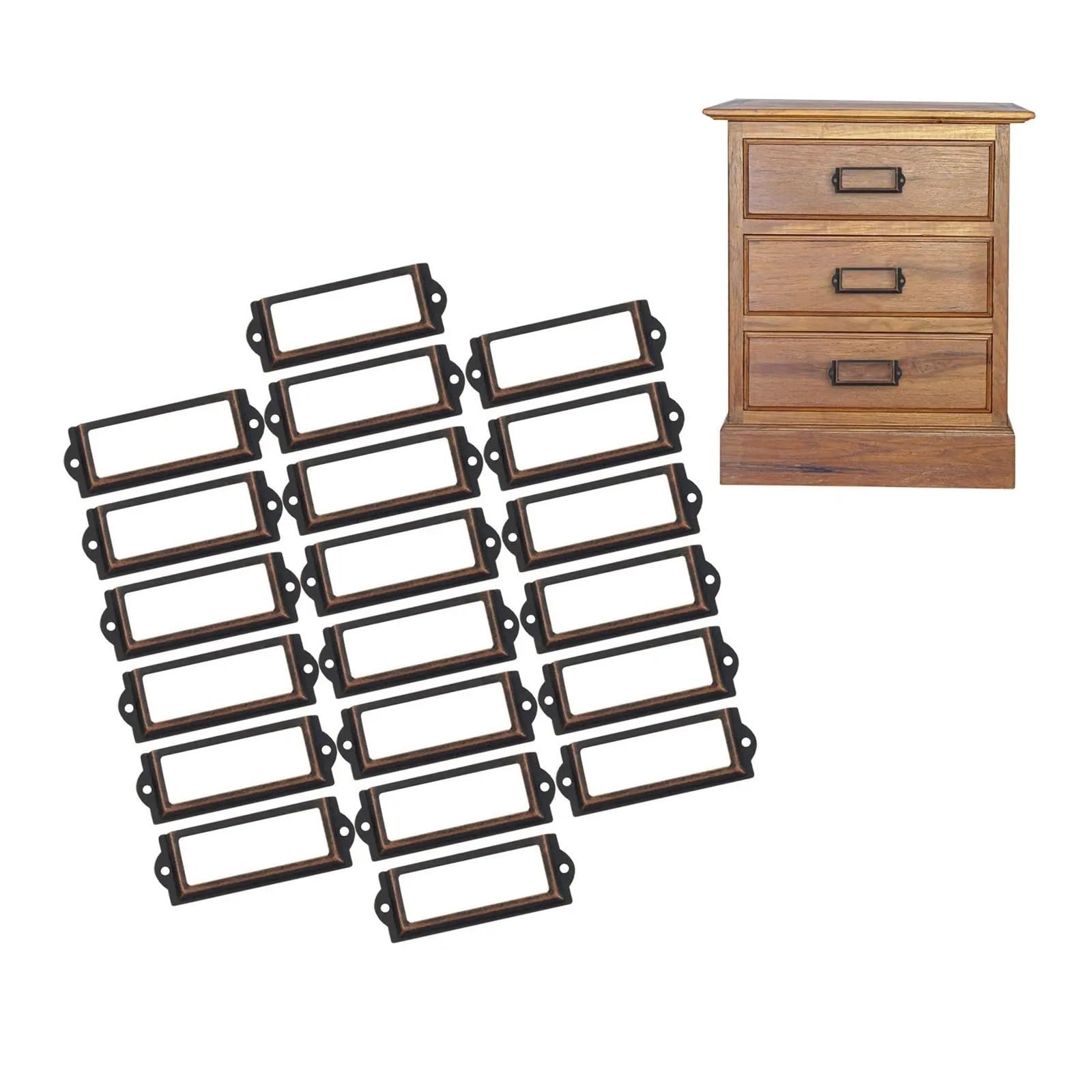 Cidegoo Red Bronze 100Pcs Iron Label Holder Frames With Screws For Drawer Tags Name Card Closet