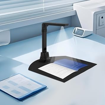 A3 Document Scanner USB Document Scanner 13MP Foldable Book Scanner OCR Visualizer 3-Level LED Document Camera Fast Scanner Compatible with Windows & macOS