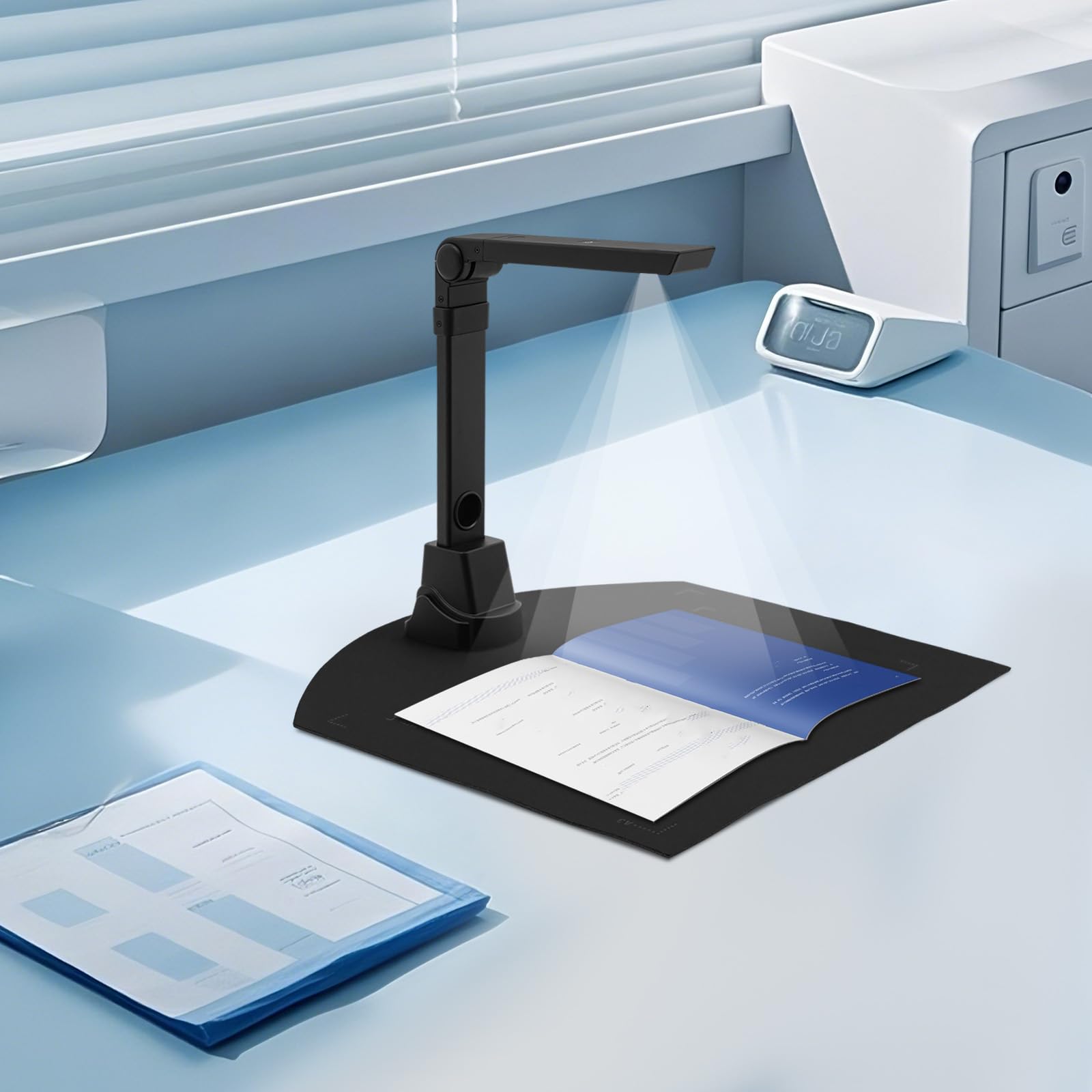 Escáner plegable para documentos OCR 8MP A3 Visualizer Escritorio Escáner de documentos con LED de 3 niveles, escáner de libros portátil para Windows y Mac, más de 200 idiomas