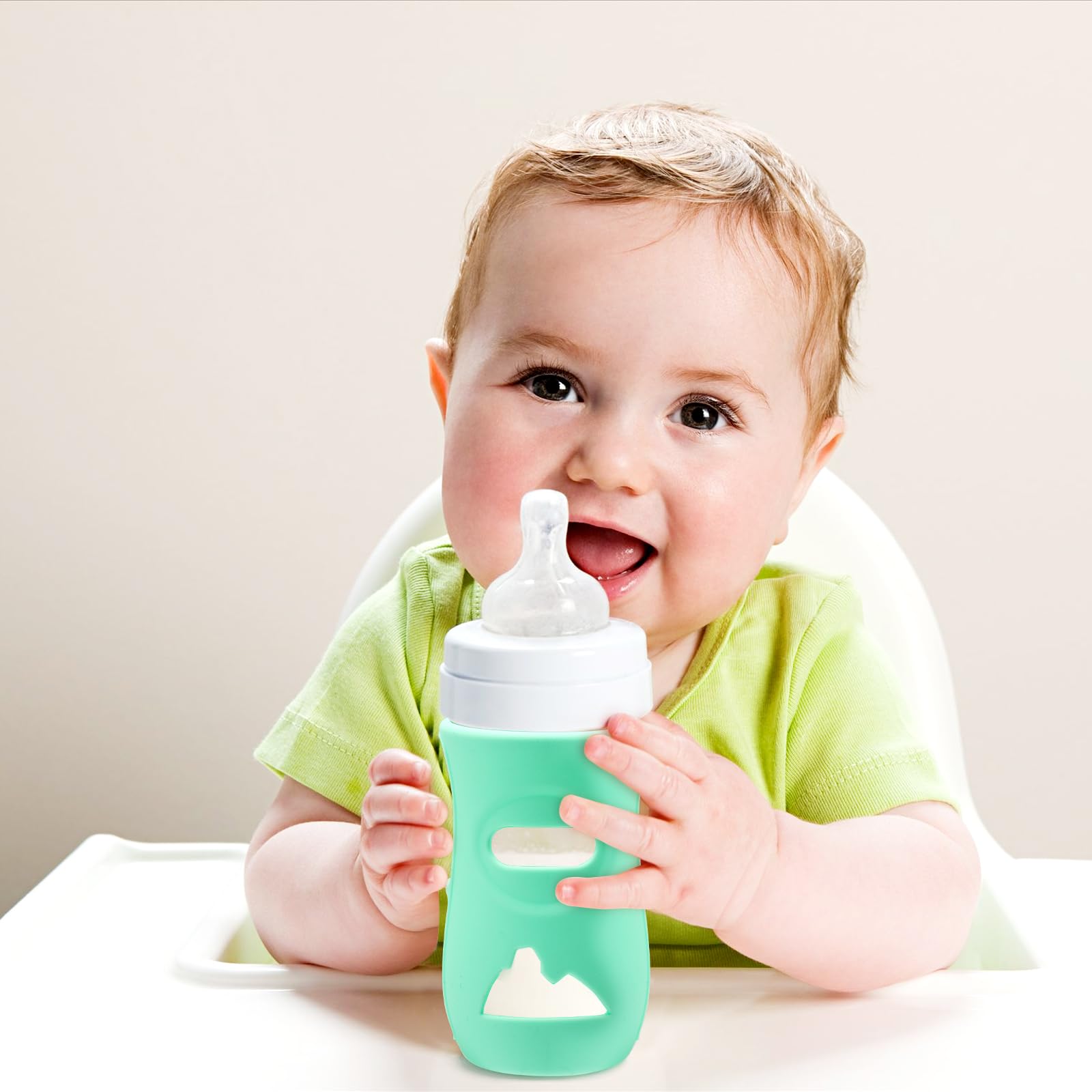 Confezione da 3 contenitori in silicone per biberon da 240 ml, infrangibili, copertura anti-goccia per biberon, adatti per bottiglie Philips Avent, senza Bpa (bianco/blu/verde)