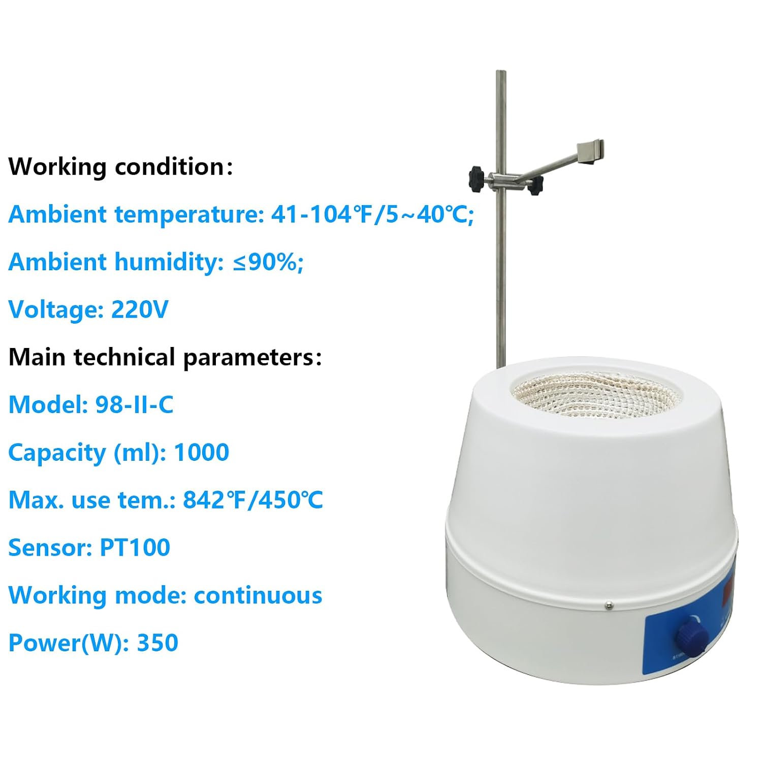Digital Display Stirring Heating Mantle 1000ml Electric Digital Magnetic Stirrer Lab Stirring Digital Display Thermostatic Heating Sleeve with Magnetic Stirrer and Temperature Control 110V