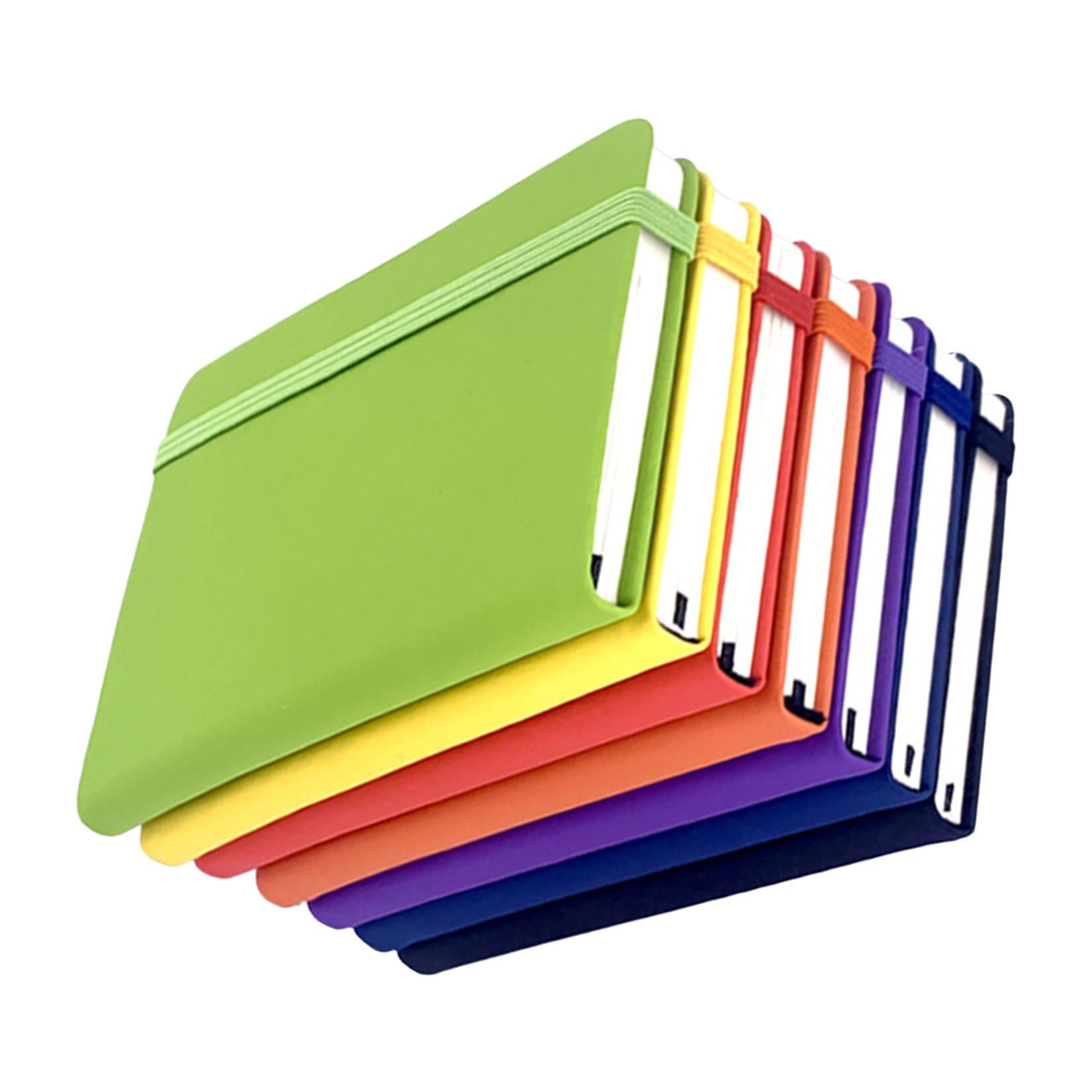 Set da 7 Quaderni Tascabili A6 con Righe e Fascia Elastica, Quaderni Piccoli in Carta Pu per Studenti e Viaggi, Blocchi Note Multifunzione per Riunioni e Appunti