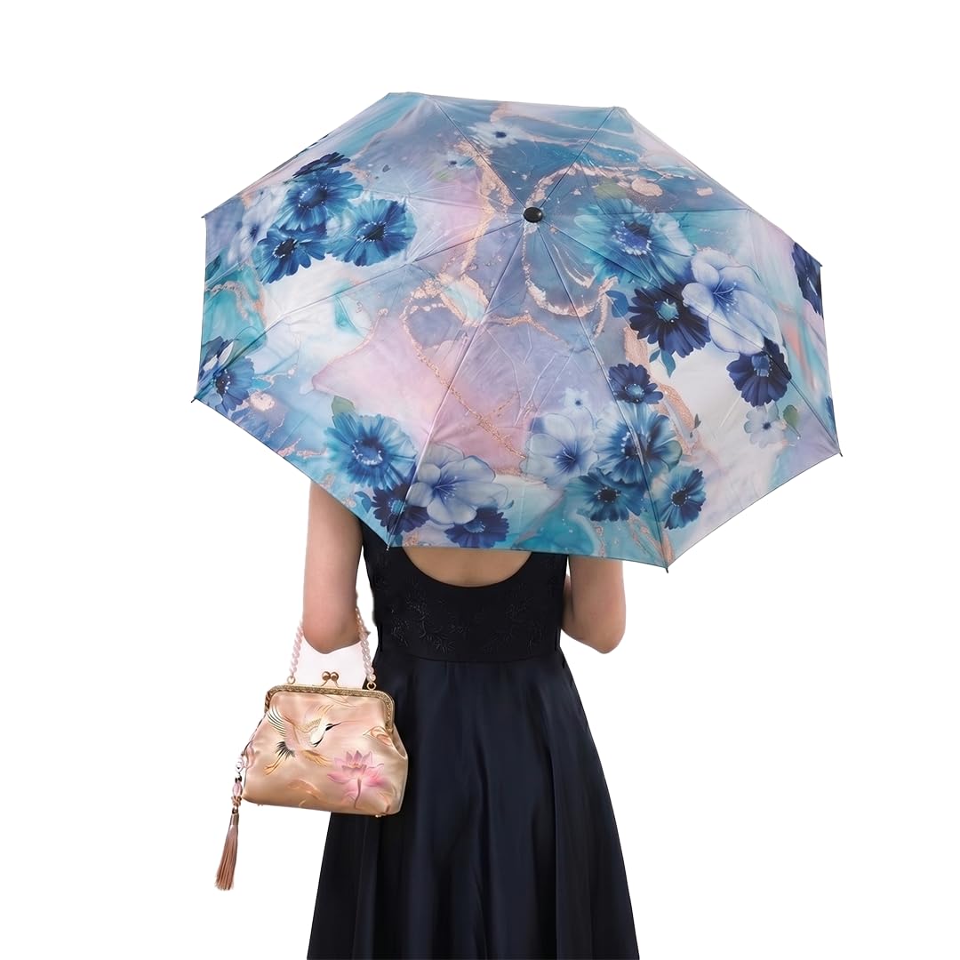 Aura Printed Umbrella for women and girls | UV Protection Sun & Rain | Stylish Compact Folding Umbrella | Lightweight Travel Umbrella for Handbags & Daily Use-image-14