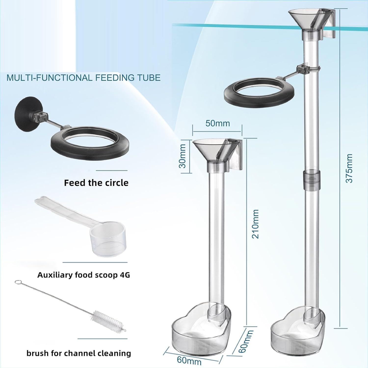 Jainsons Pet Products Aquarium Feeding Tube Set BL-846 | Adjustable Height Feeder with Funnel, Floating Feeding Ring & Accessories | Precise Fish & Shrimp Feeding Tool for Clean Tanks 3