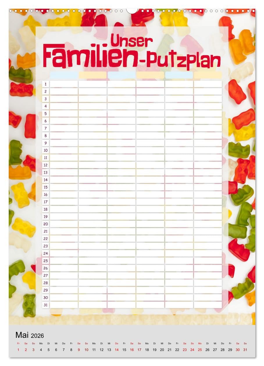 Unser Familien-Putzplan & Kalender 2026 (hochwertiger Premium Wandkalender 2026 DIN A2 hoch), Kunstdruck in Hochglanz: Kalender und Putzplan in einem ... Perfekt für Familien (CALVENDO Lifestyle)