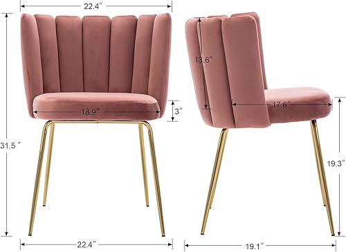 Vista 17 de Barrel - Juego de 2 sillas de comedor modernas de terciopelo, sillas tapizadas para cocina y comedor, sillas auxiliares con patas de metal dorado