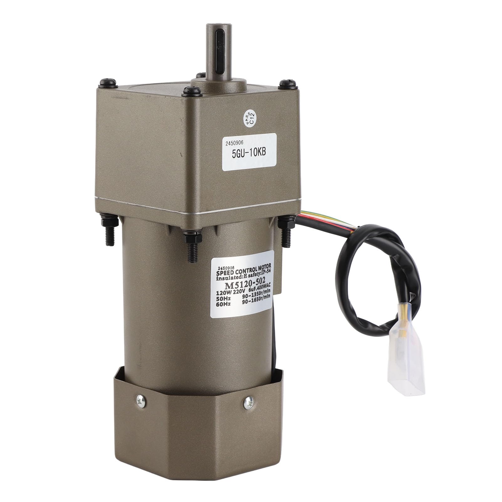 Marhynchus Motor de Engranajes Motor Asíncrono Monofásico de Velocidad Ajustable 120 W 90 a 1650 Rpm Soporte de Controlador de Caja de Cambios Reversible para Transporte de Embalaje Maquinaria