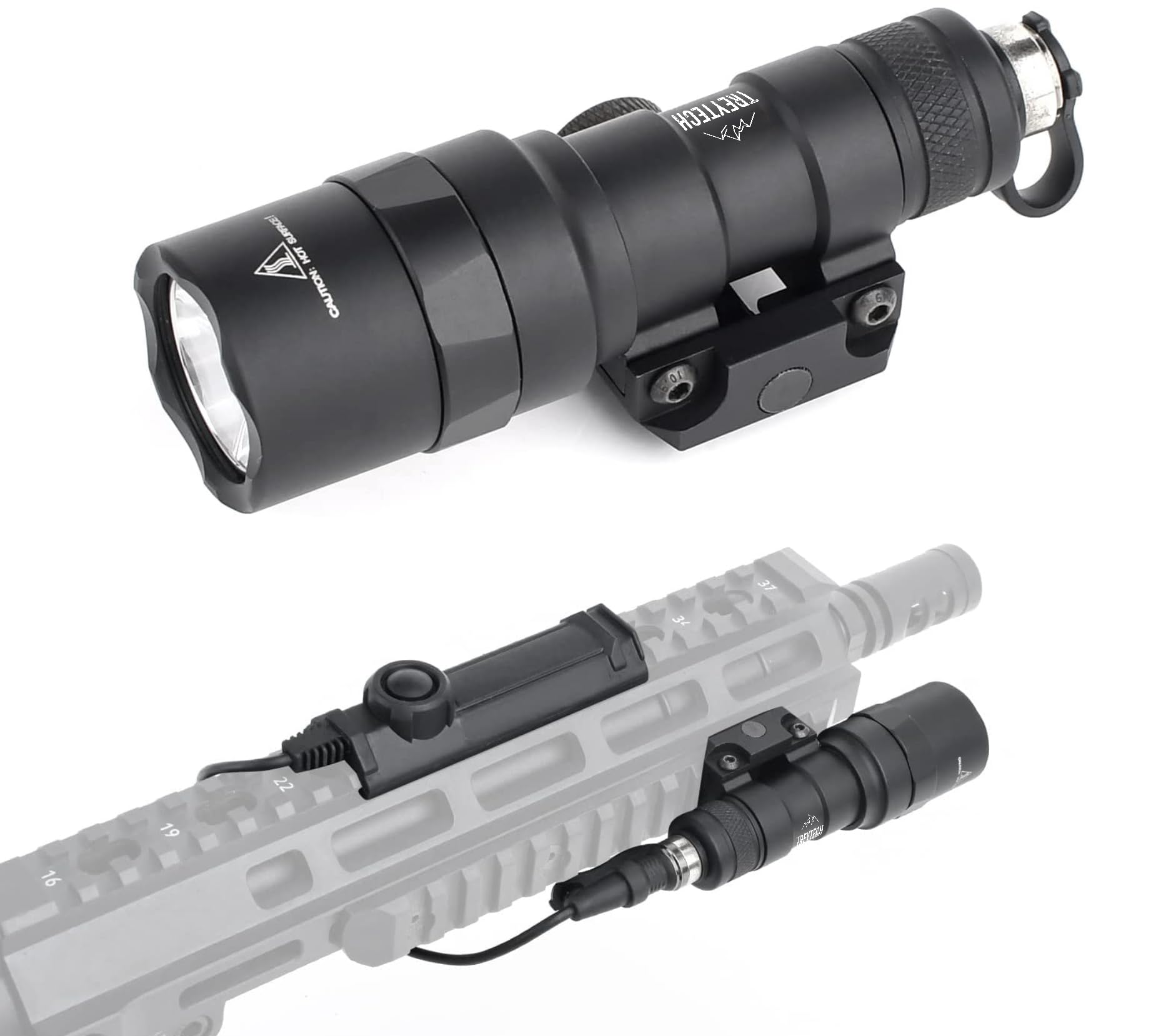 TREYTECH KL-57 (BATTERIES INCLUDED) Rifle Weapon Light with Remote Pressure Switch, Tactical Picatinny Flashlight Assembly