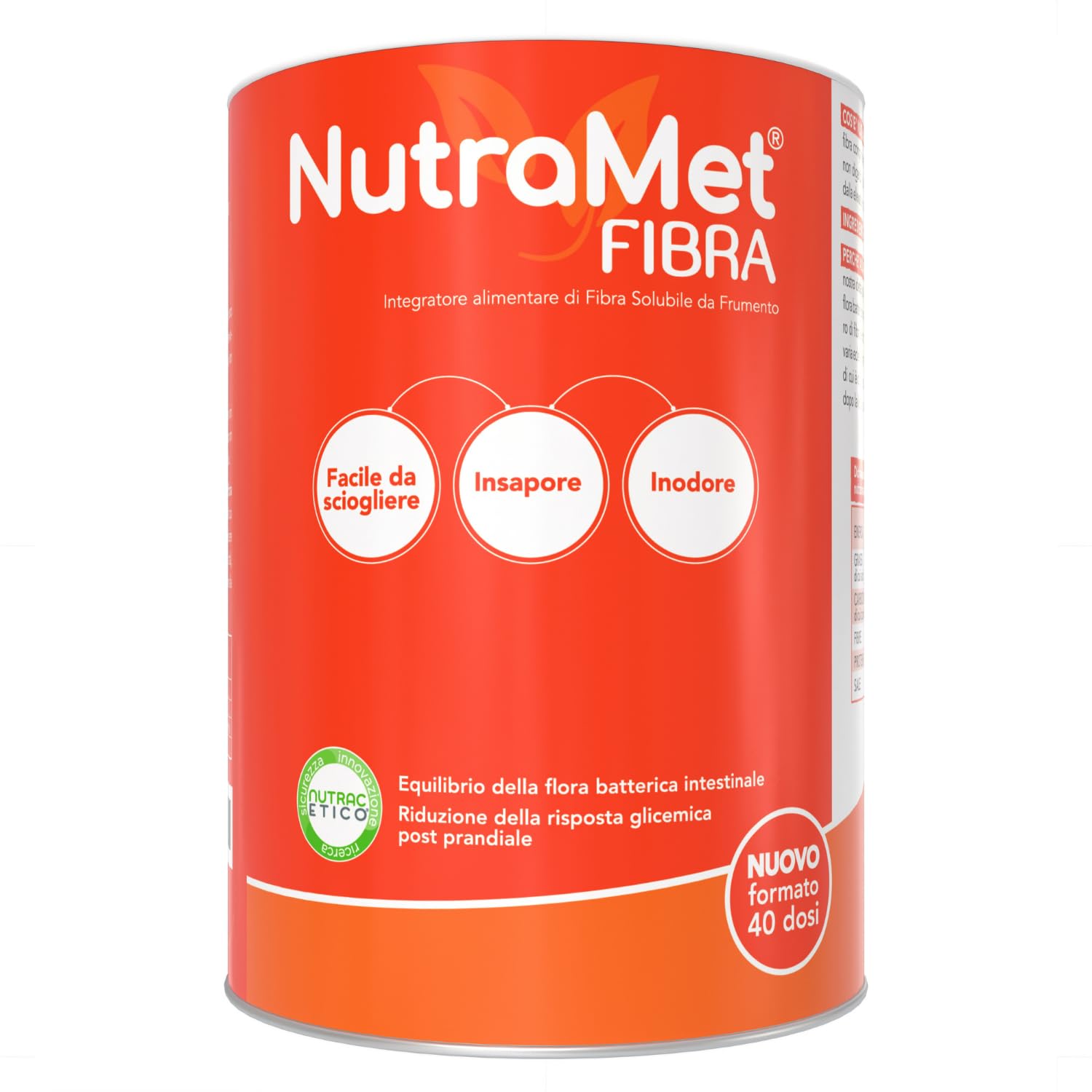 Esserre NutraMet Fibra | Integratore Prebiotico Fibra Solubile per Benessere Intestinale | Intestino Pigro | Senza Glutine Senza Lattosio e Senza Zuccheri | Vegano | Barattolo 320 g