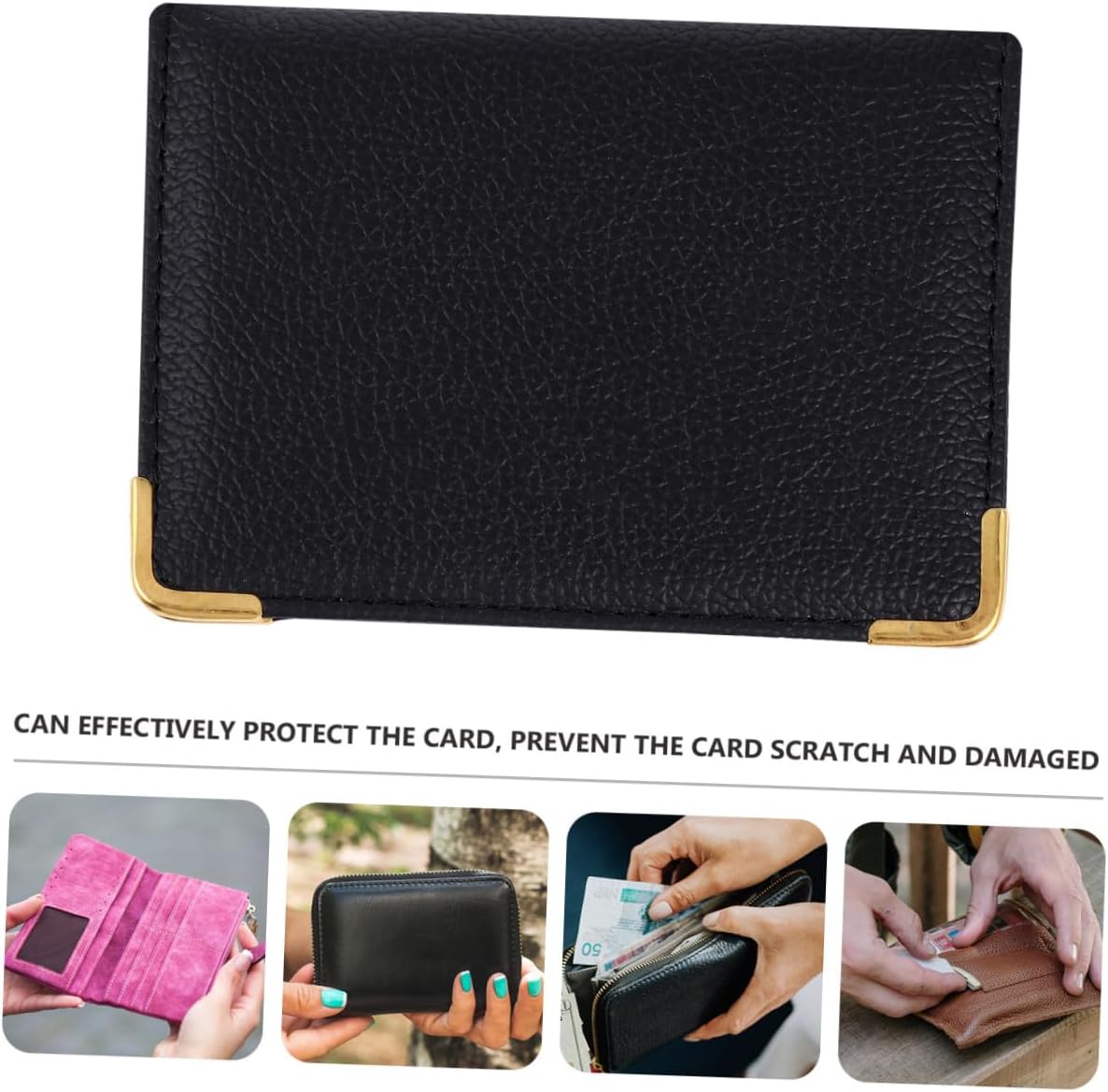 NOLITOY Pu Leather Id Card Holder Protective Sleeve Bank Card Wallet for Travel Black Rfid Blocking Document Cover for Women