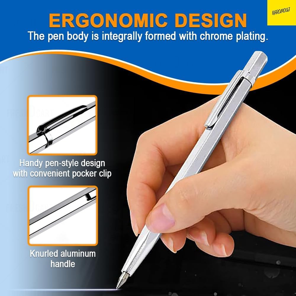 WROPZO Ceramic Tile Cutter Pen Engraved Pen Carbide Marking Pin Roller Glass Cutter with Handle for Tile,Glass,Ceramics,Metal (Multicolor, Set of 2) 3