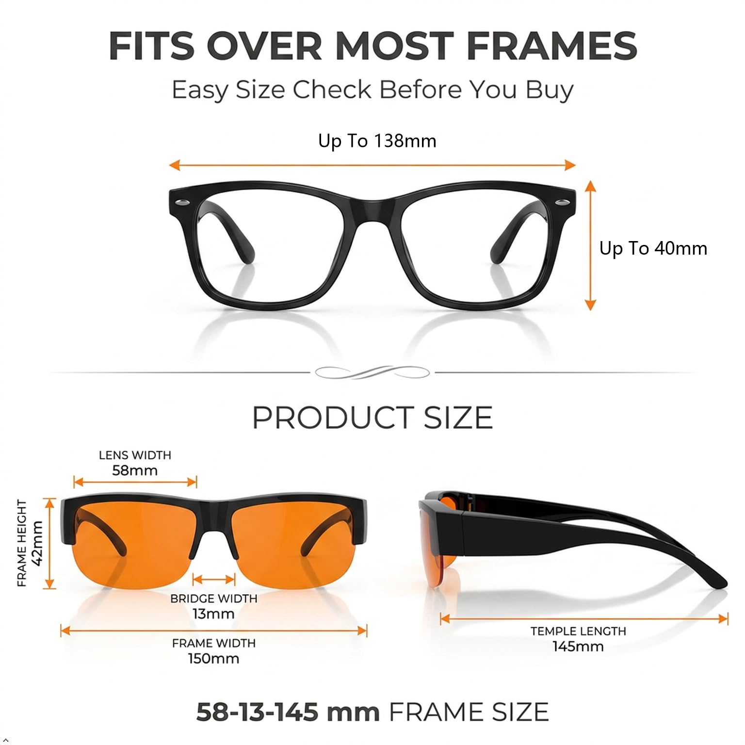 Eyekepper Anti Luz Azul Gafas de Lectura Gafas de ordenador Gafas de seguridad con lente naranja Gafas de protección Media Montura - Negro