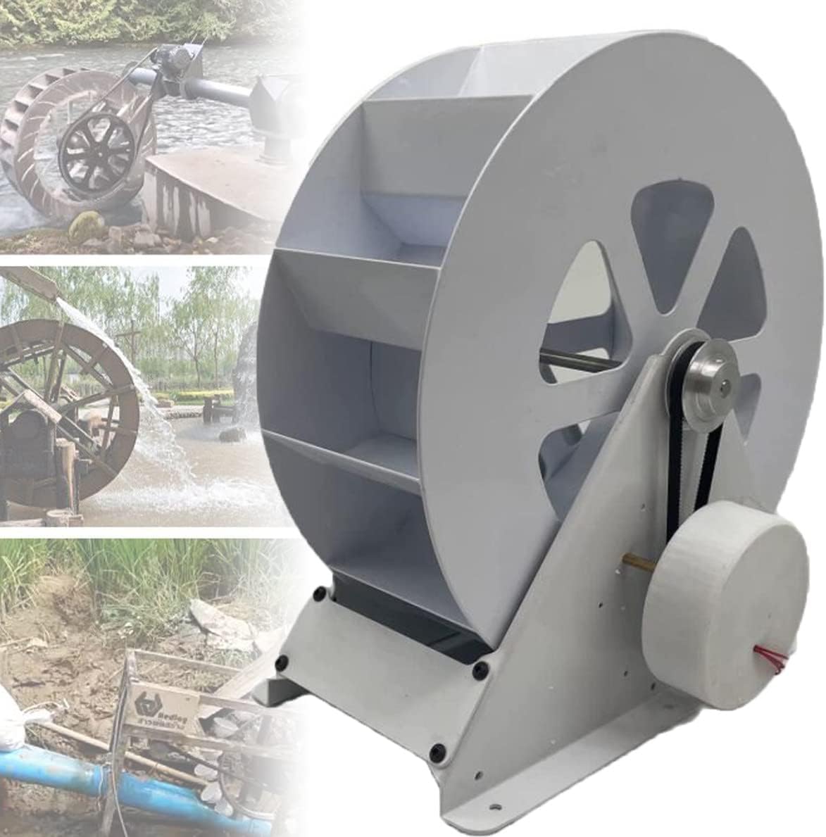 Generador Hidroeléctrico 100W de Baja Velocidad, Turbina de Agua con Transmisión por Correa Silenciosa, Acero Durable para Iluminación, Monitoreo y Carga Fuera de la Red,100W