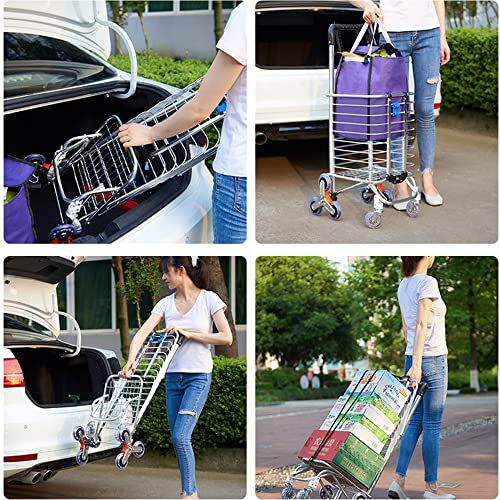 Einkaufstrolley, Einkaufswagen Trolly Klappbarer Bis 50kg, Einkaufstrolley Treppensteiger Mit 8 Räder, Einkaufstrolley… – Bild 8