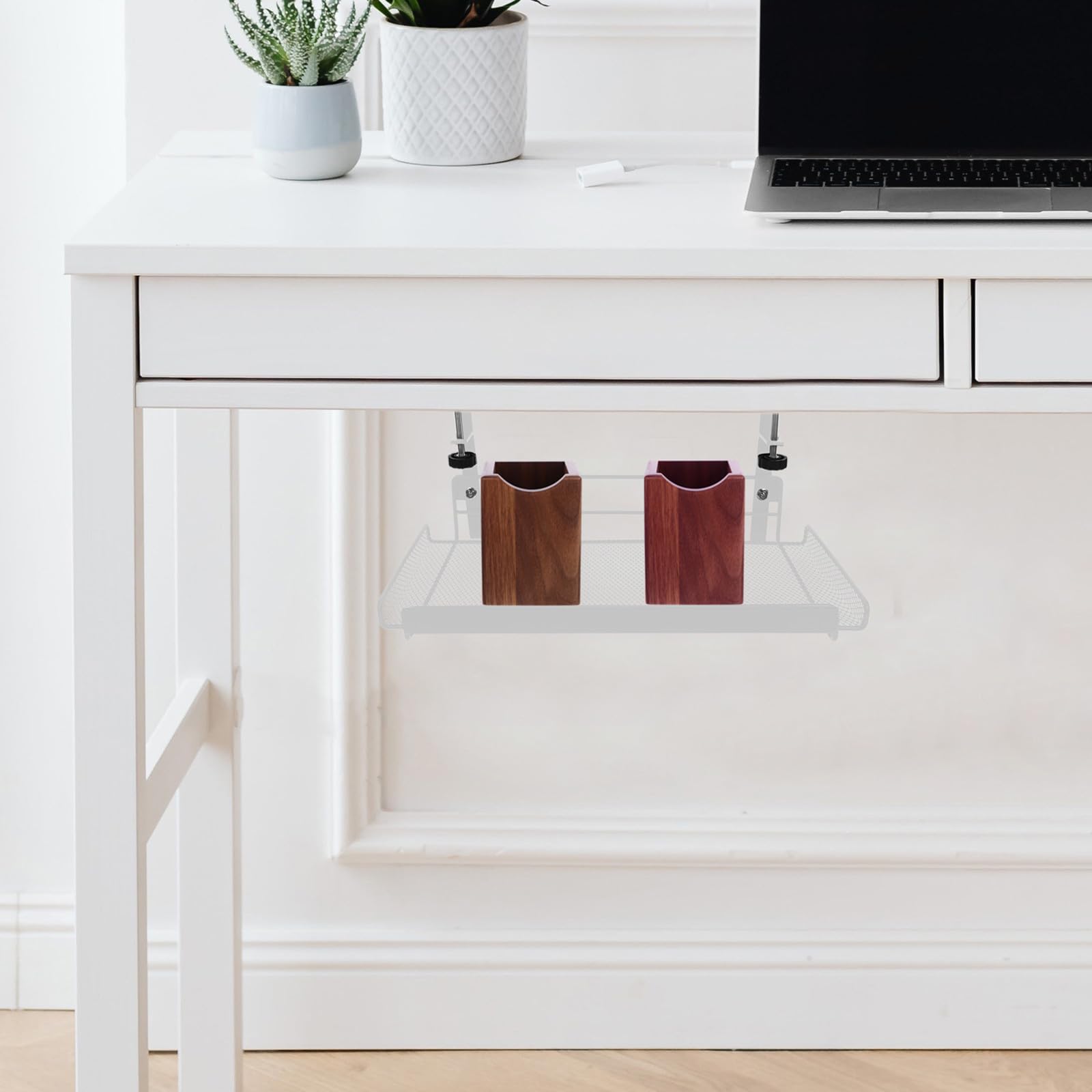 YARNOW Cestino Soluzione di Stoccaggio Pratica Design Regolabile Stili multipli Portaoggetti in Ferro Bianco e Installazione Rapida Stili multipli Sotto Scrivania per Ufficio e Soggiorno
