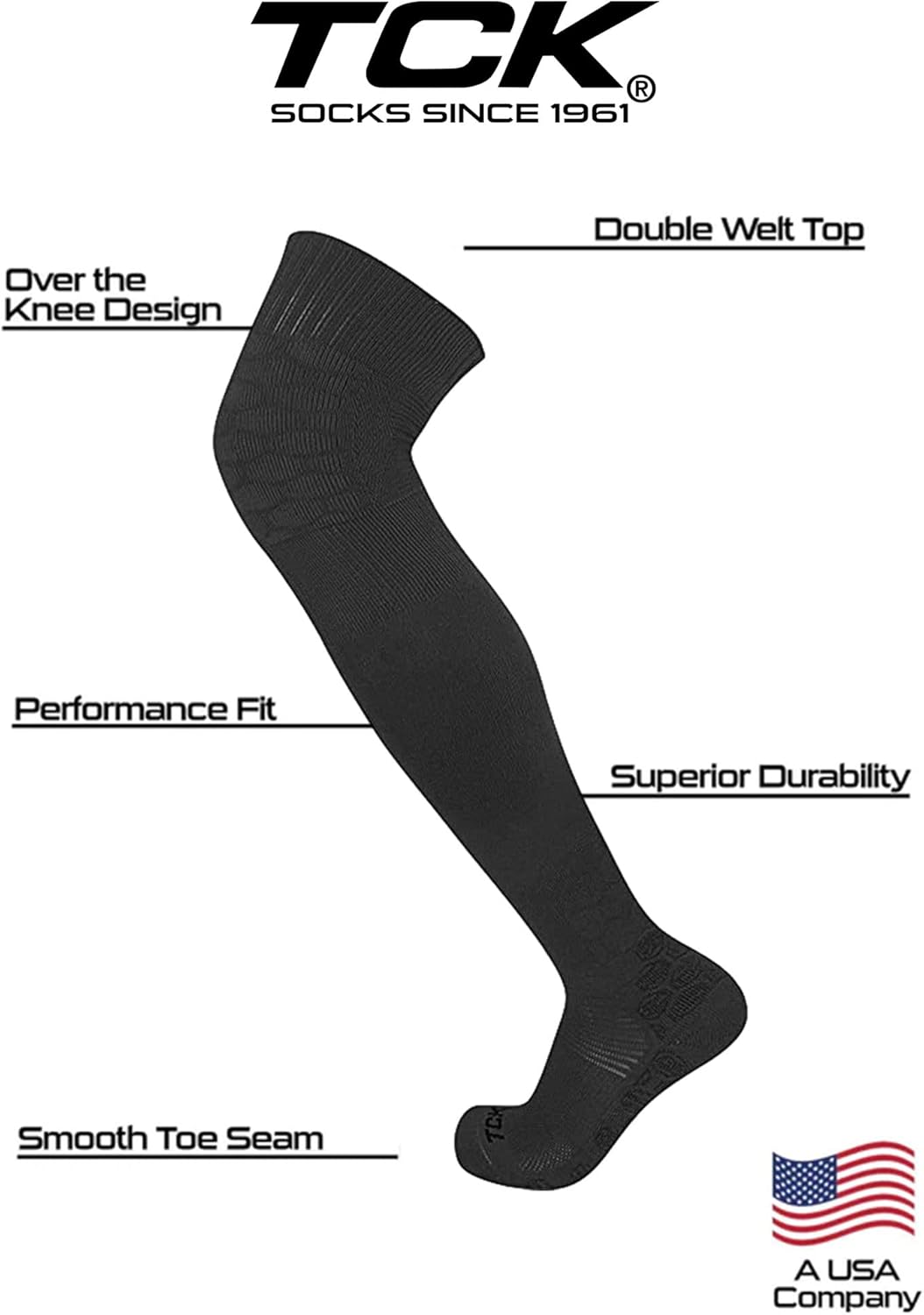High Over the Knee Athletic Sports Performance Socks with Flex, Compression & Extra Cushion Zones - Image 2
