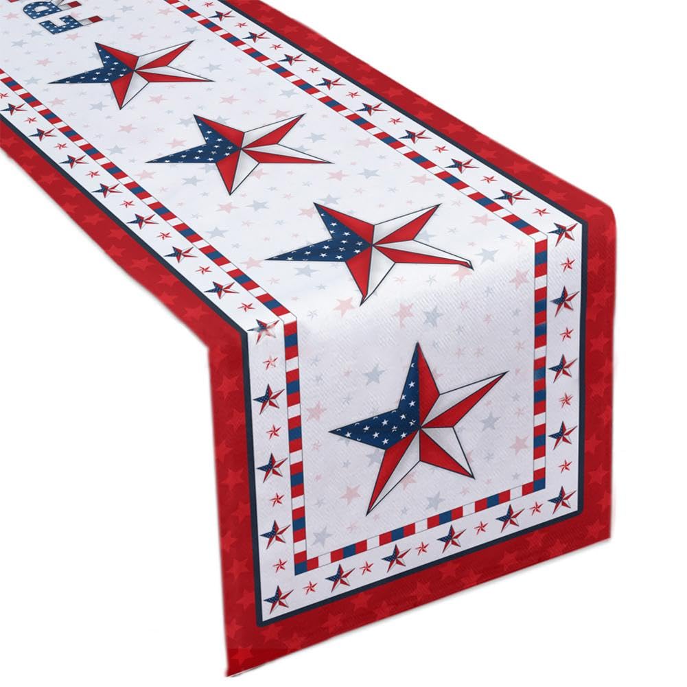 Camino de mesa a rayas rojas y blancas, camino de mesa de rayas y estrellas, decoración de mesa de Navidad, comedor