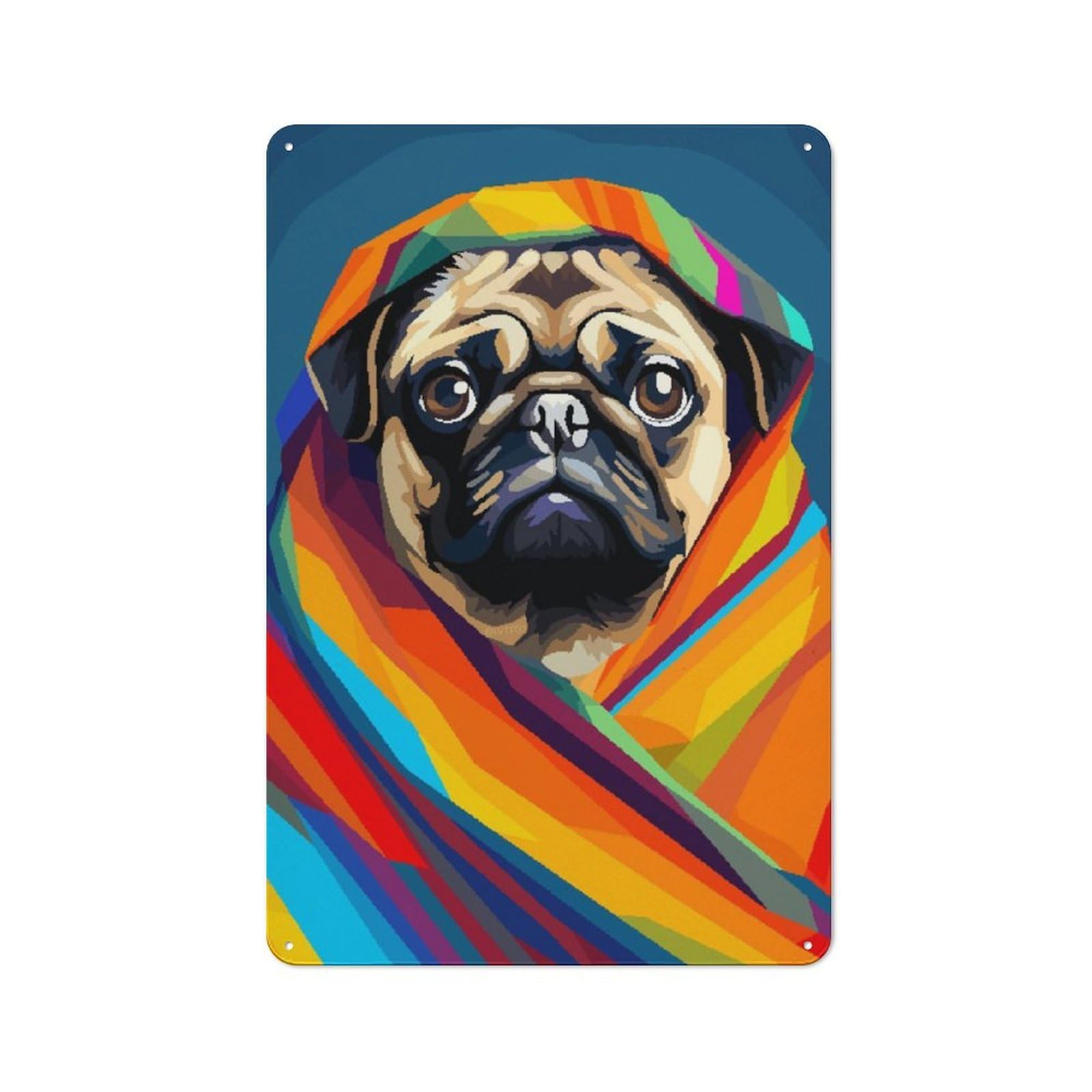 Junmoney Cute Blanket Pug Pixel Art 30X20cm Retro Printed Metal Sign With For Workshop Wall, For Vintage Wall Decor Fans, For Themed Room Decoration