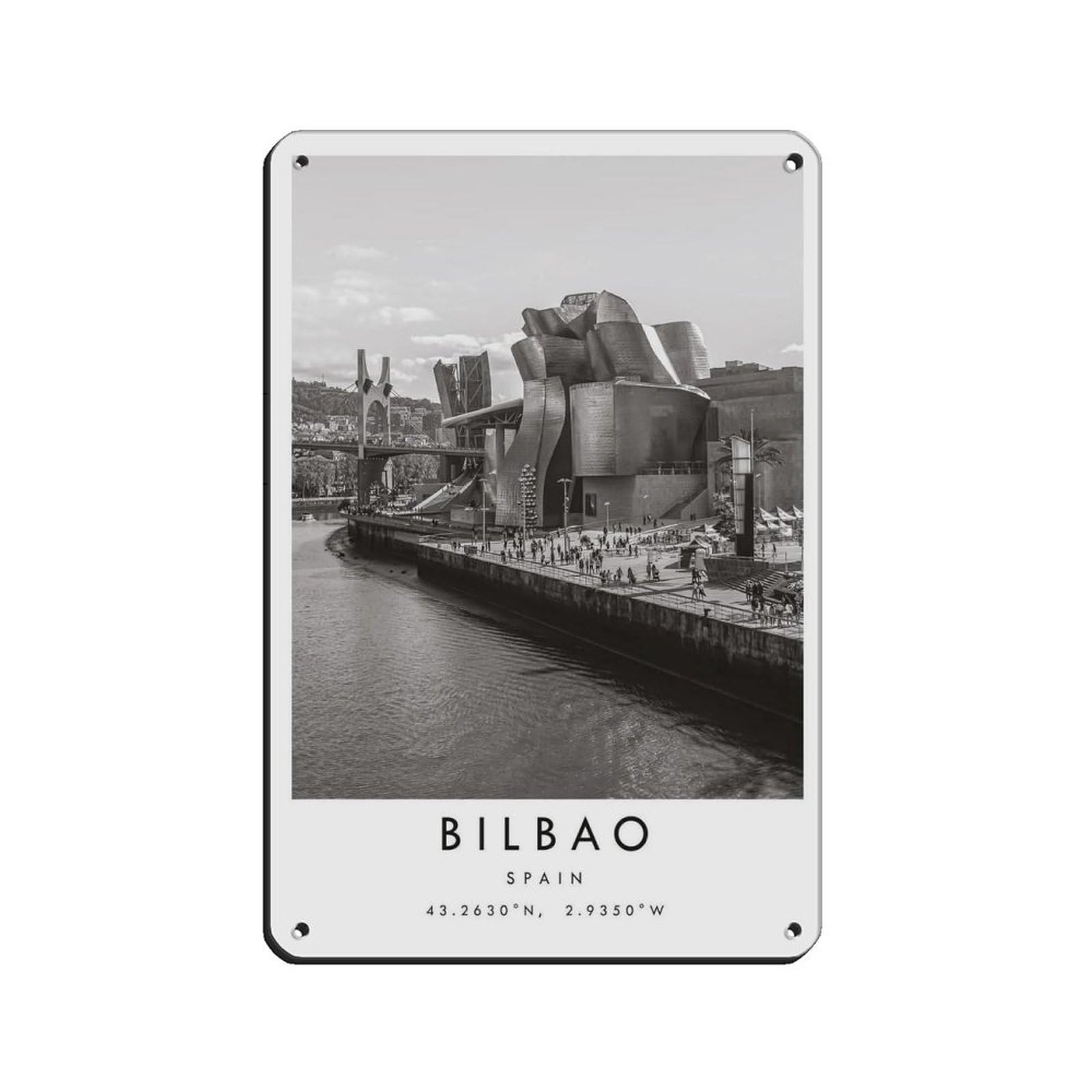 Bilbao Travel, Bilbao Poster Retro Poster Metal Tin Sign Chic Art Retro Iron Painting Bar People Cave Cafe Family Garage Poster Wall Decoration 8x12inch(20x30cm)