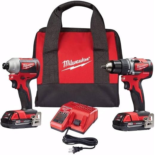 Milwaukee 2892-22CT M18 Compact Brushless 2-Tool Combo Kit, Drill Driver/Impact Driver