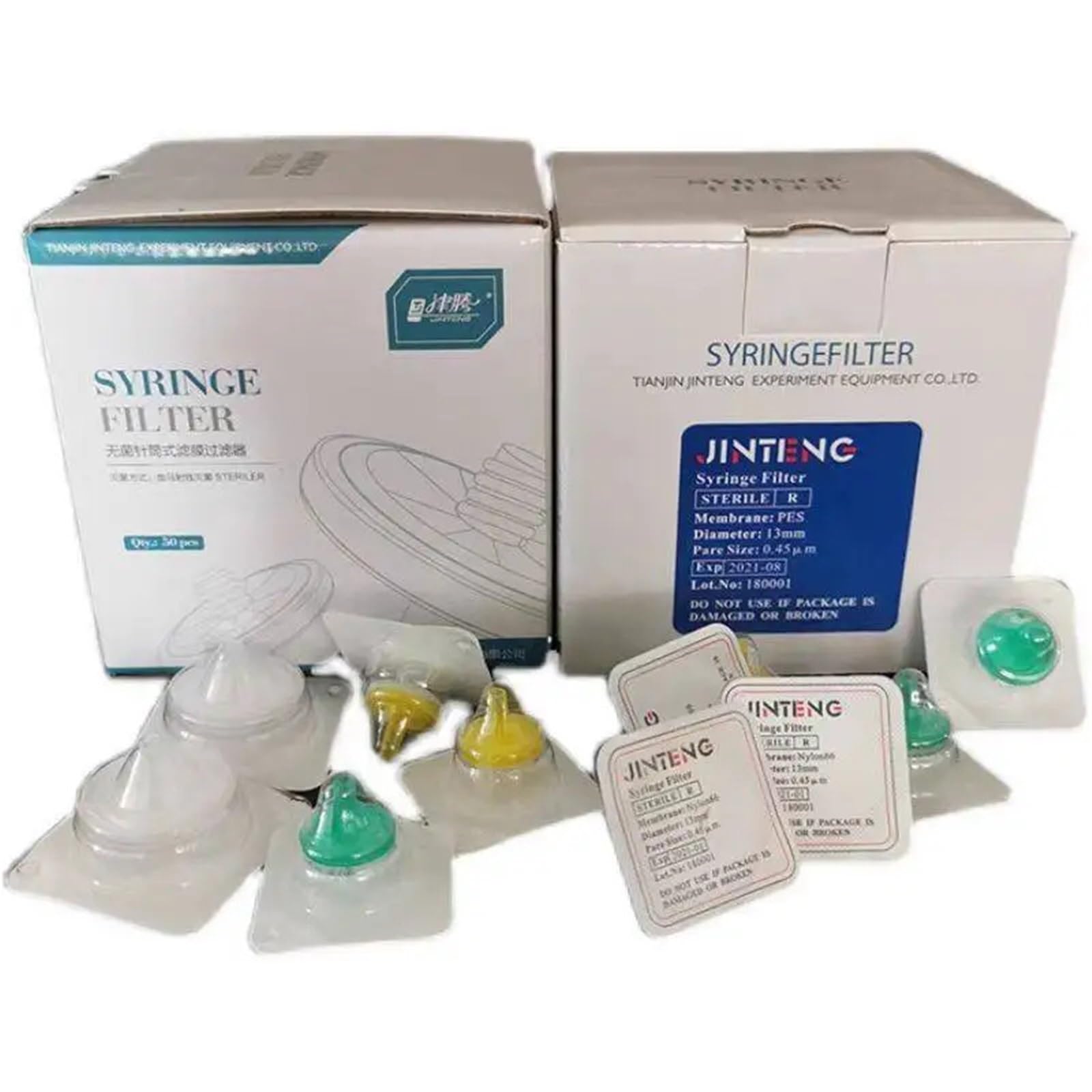 1 Caja (50 uds) Laboratorio 0.22um/0.45um Filtro de jeringa miliporo estéril Nylon/PES/PTFE Filtro de Membrana Equipo de Laboratorio químico(0.45um,PES 33mm)